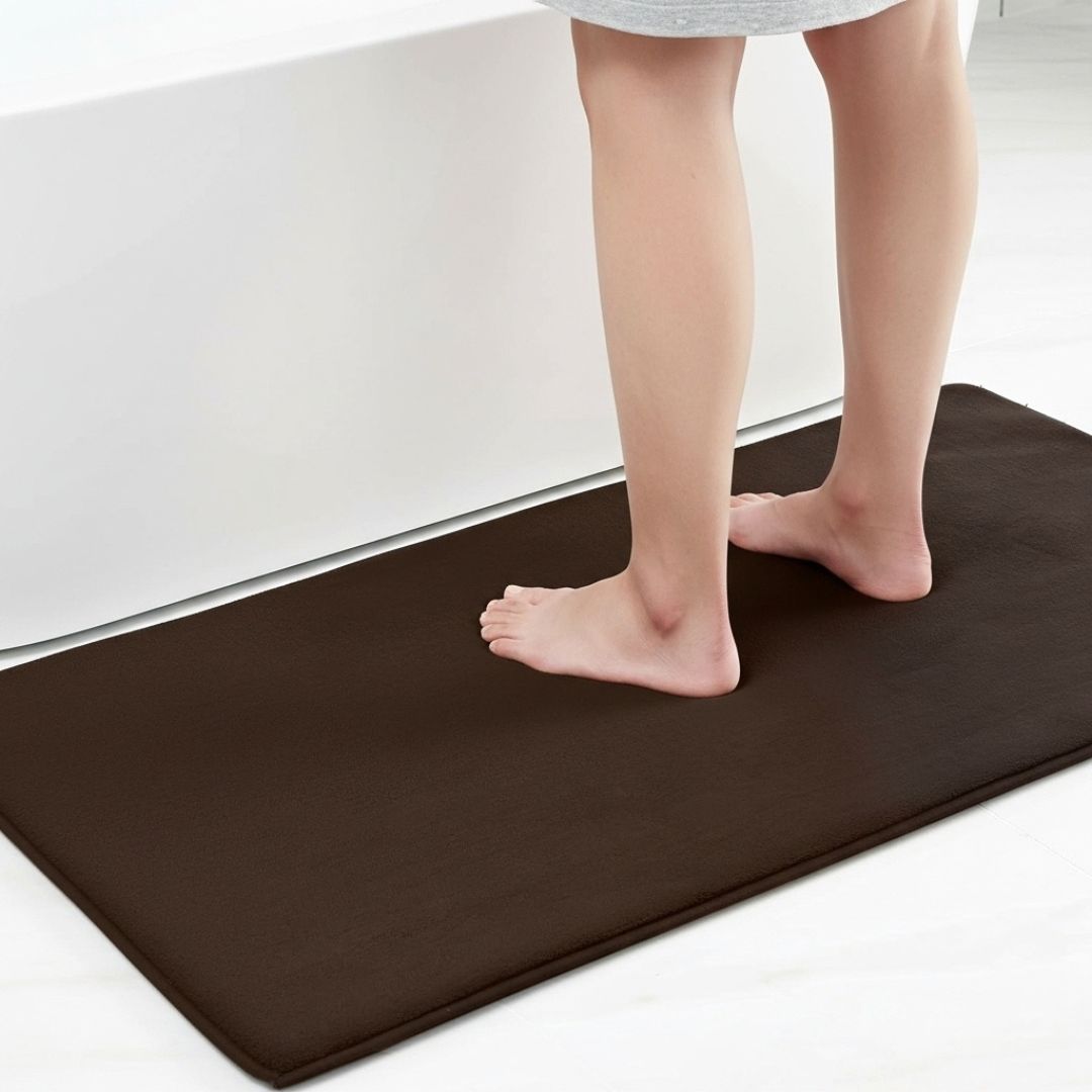 Tapete de baño antideslizante para baño, tejido de felpa coral con borde | Caspri