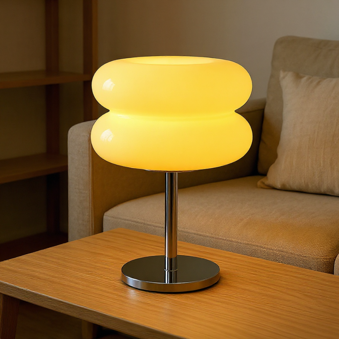 Lámpara de mesa de vidrio esmerilado moderna para sala de estar contemporánea | Caspri