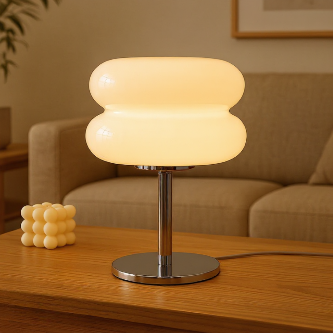 Lámpara de mesa de vidrio esmerilado moderna para sala de estar contemporánea | Caspri