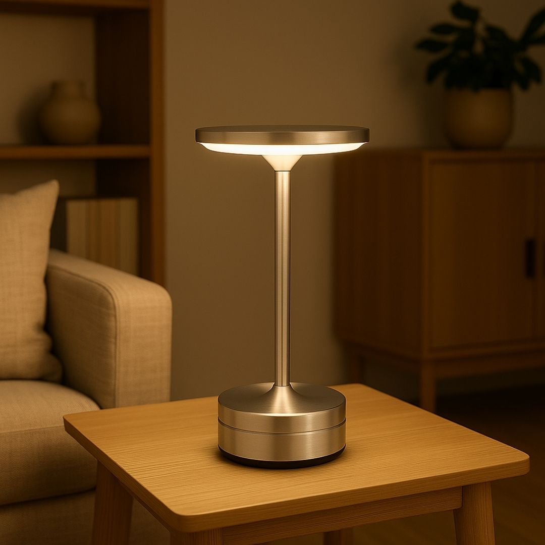 Lámpara De Mesa De Metal Cepillado Táctil Para Sala Dormitorio Estudio Hogar | Caspri