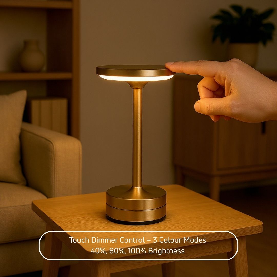 Lámpara De Mesa De Metal Cepillado Táctil Para Sala Dormitorio Estudio Hogar | Caspri