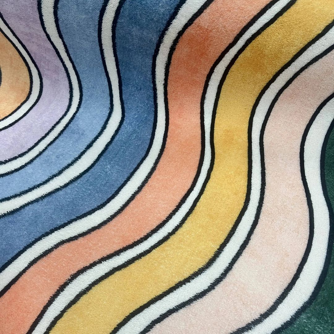 Alfombra de felpa arcoíris con tacto suave antideslizante para sala de estar | Caspri