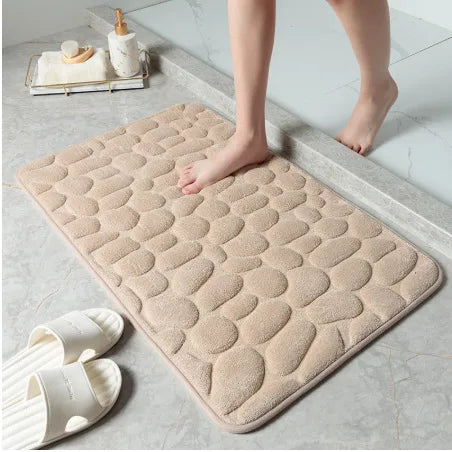 Tapete de Baño Antideslizante Tipo Piedra – Suave, Absorbente y Lavable