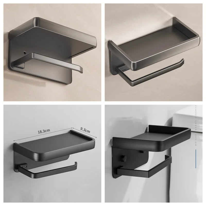 Portarrollos De Papel Higiénico Con Estante Moderno De Aluminio Para Baño | Caspri