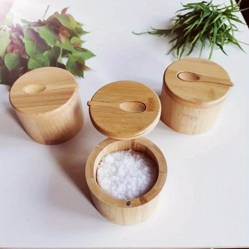 Conjunto de Frascos de Bambú Ecológicos para Especias en Cocina y Despensa Diaria | Caspri