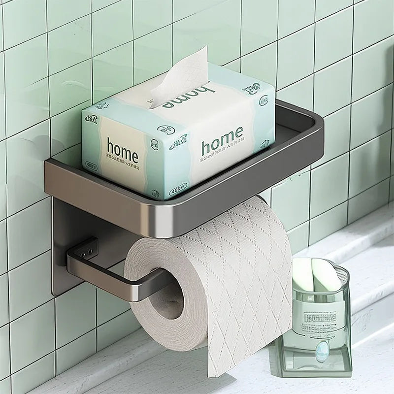 Portarrollos De Papel Higiénico Con Estante Moderno De Aluminio Para Baño | Caspri