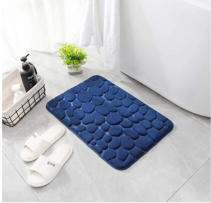Tapete de Baño Antideslizante Tipo Piedra – Suave, Absorbente y Lavable