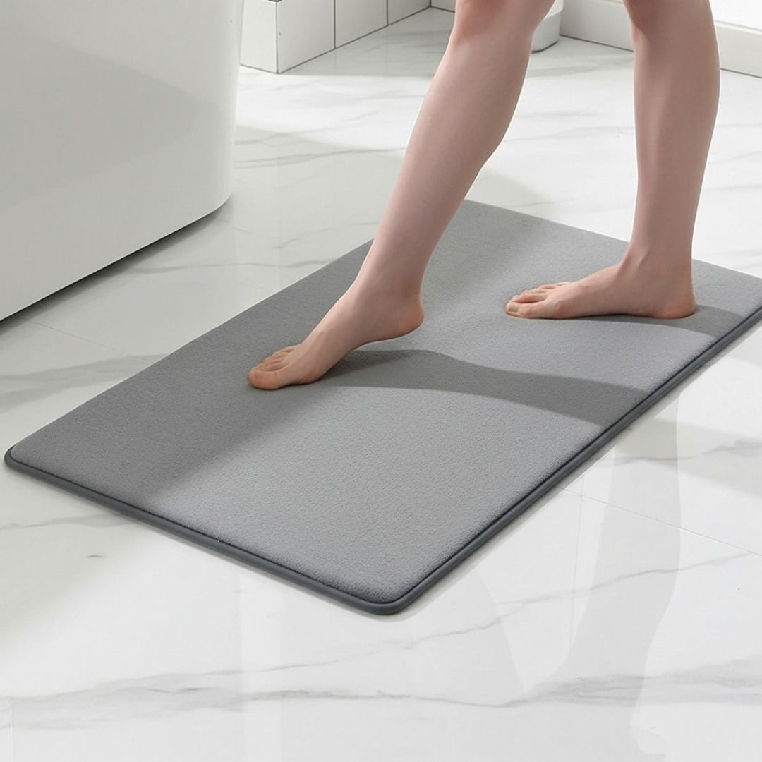 Tapete de baño antideslizante para baño, tejido de felpa coral con borde | Caspri