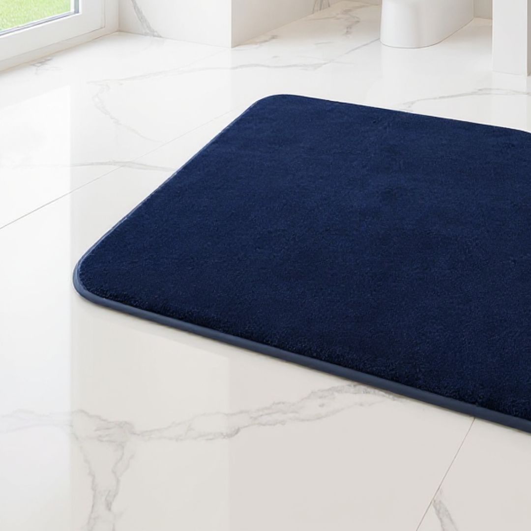 Tapete de baño antideslizante para baño, tejido de felpa coral con borde | Caspri