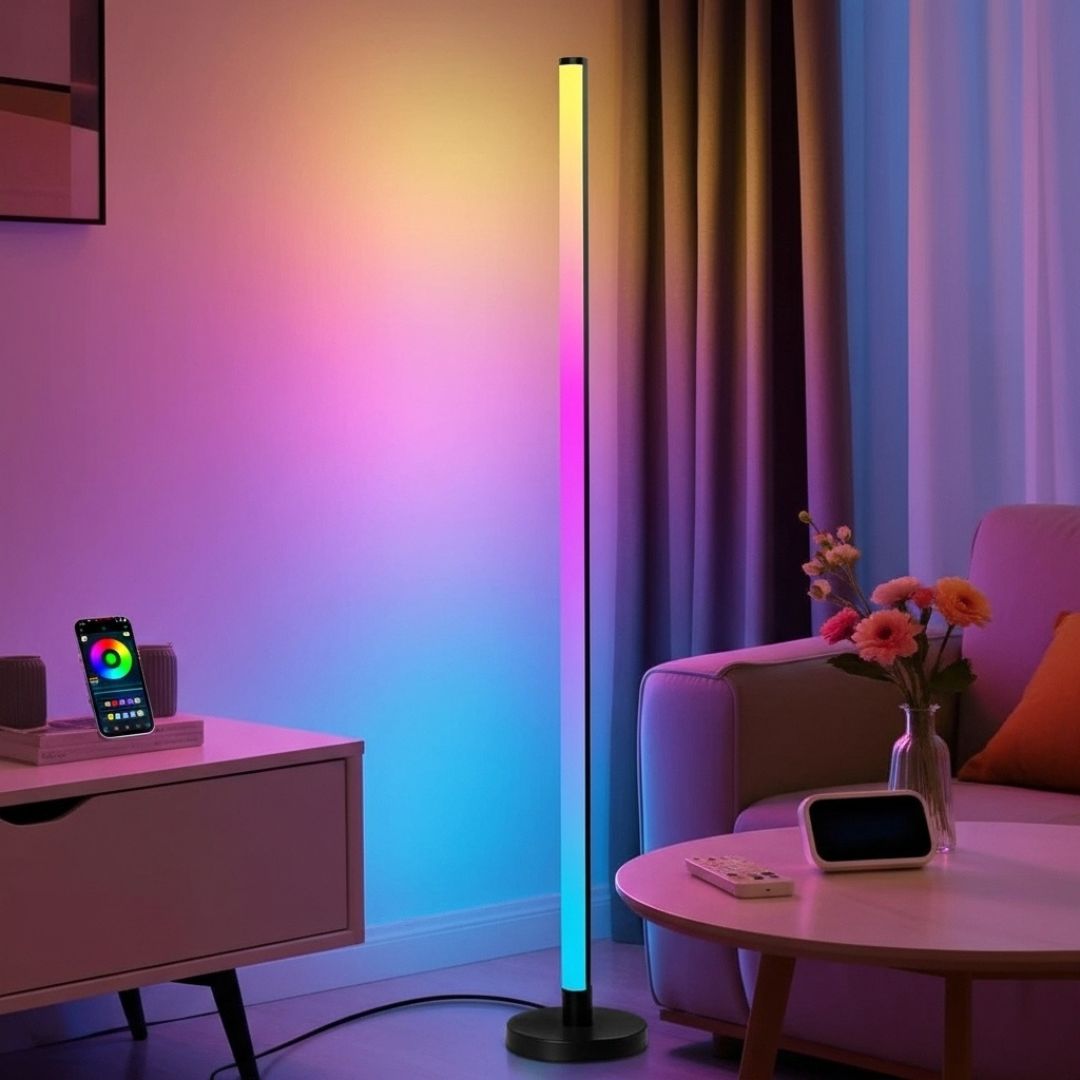 Lámpara De Pie RGB Inteligente Con 16 Colores Y Control Remoto Para Sala Y Dormitorio | Caspri