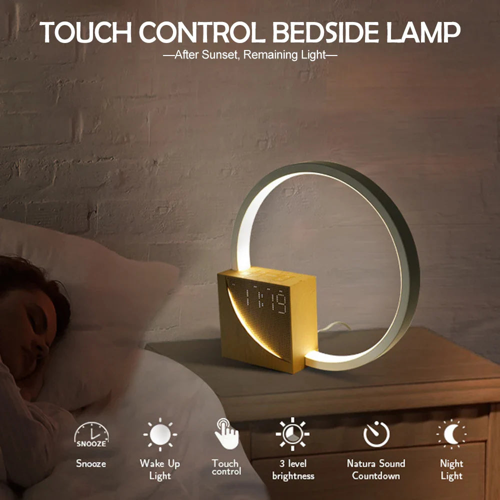 Lámpara Nocturna LED Con Reloj Despertador Para Dormitorio Y Descanso Nocturno | Caspri