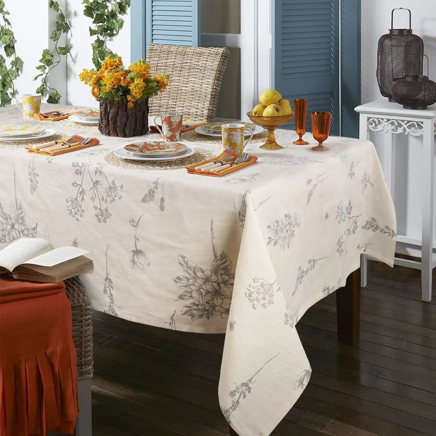 Mantel de Algodón Estampado Botánico para Comedor | Caspri
